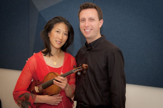 Matthew Fritz,  Music Director and Conductor of the Parkway Concert Orchestra with Lucia Lin, guest Soloist at the May 20, 2012 concert.